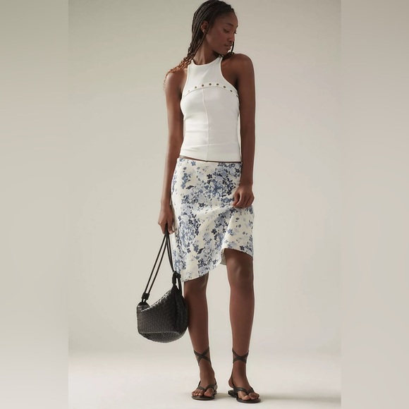 NWT! Anthropologie Tilda Knee-Length Slip Skirt: Linen Edition - Size Medium 🍟 - Picture 2 of 10